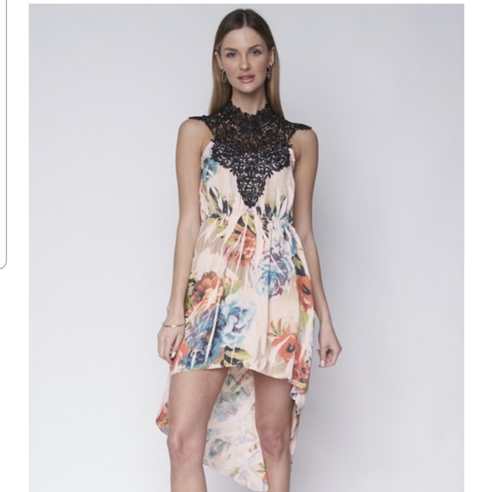 Laced Neck High Low Maxi dress